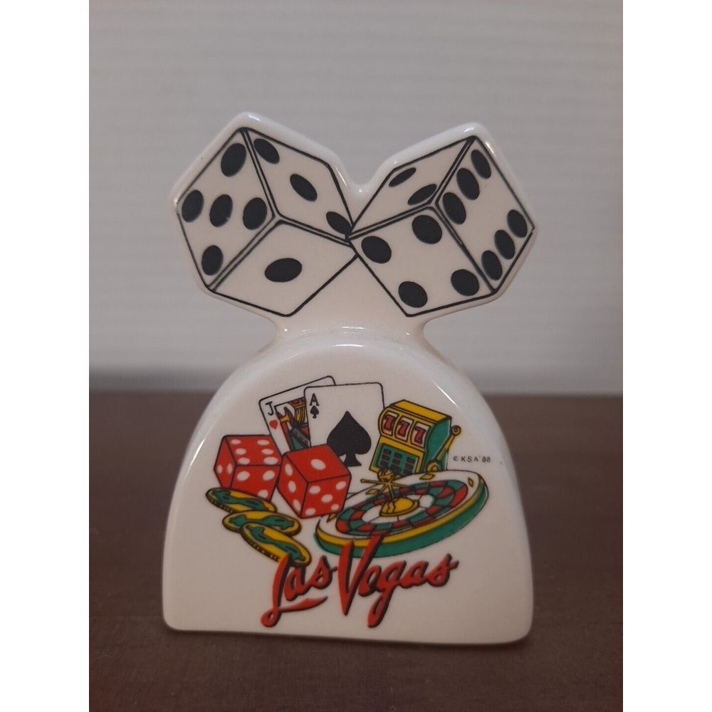 Vintage Las Vegas Cards Souvenir Bell Ceramic Casino 3" Tall From 1980's